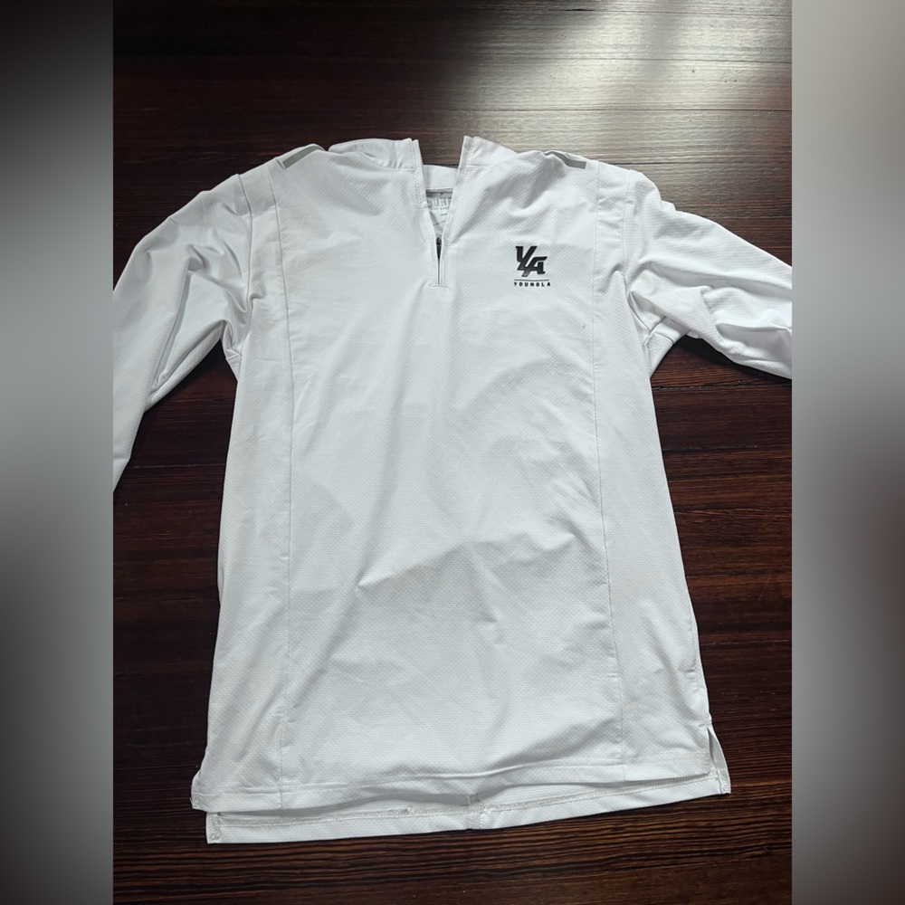youngla gym compression quarter zip white discontinued rare item mens small